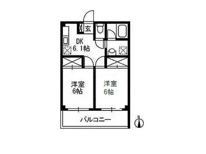 カーサ芝塚(2DK/2階)の間取り写真