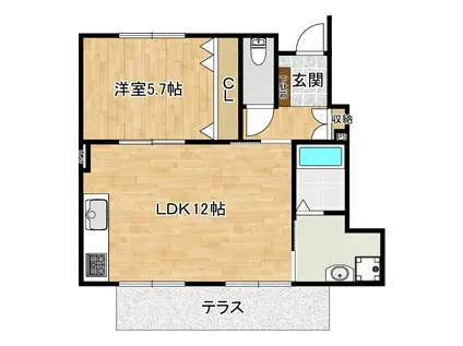 文里アパート(1LDK/1階)の間取り写真