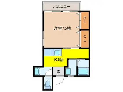 三岳アパート(1K/2階)の間取り写真