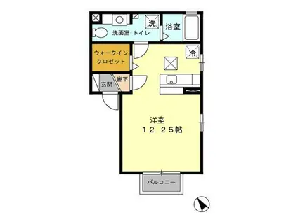 メゾン・ヴェール(ワンルーム/1階)の間取り写真