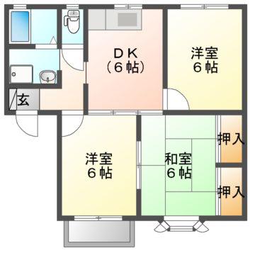 パルティール春日(3DK/1階)の間取り写真