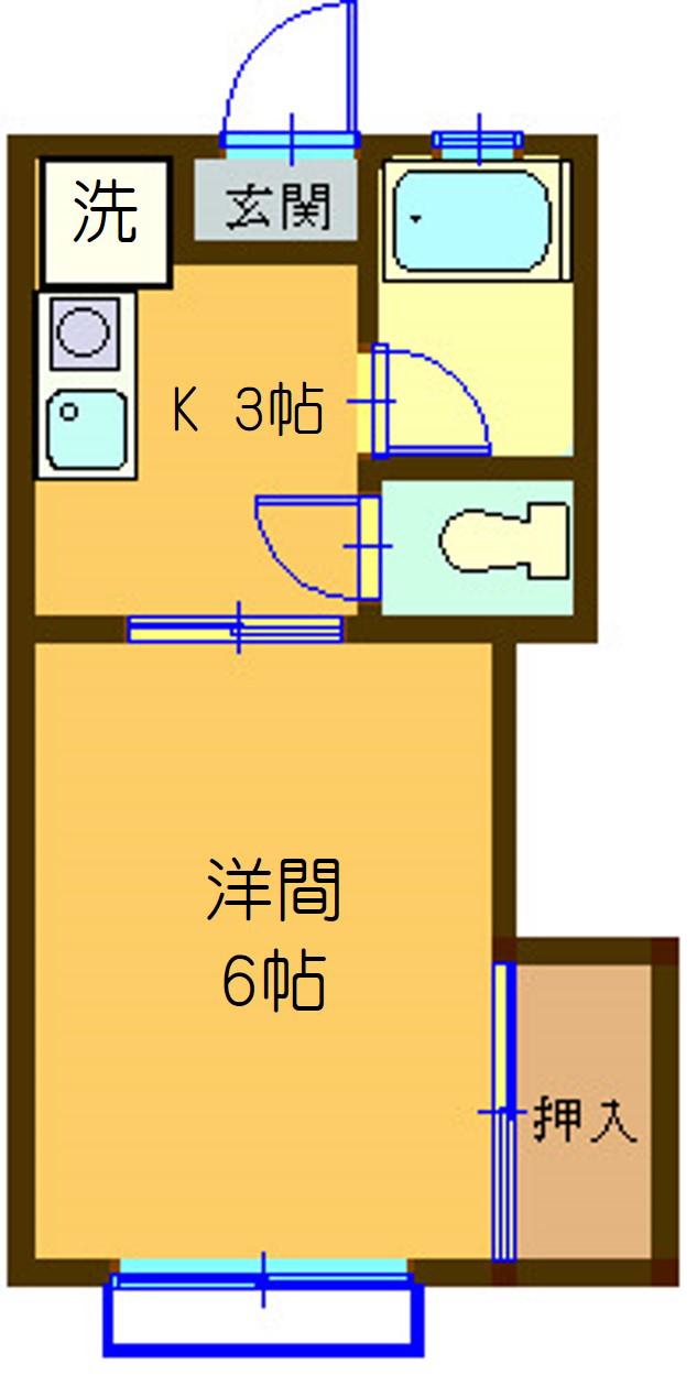 コーポ鎌田B(1K/2階)の間取り写真