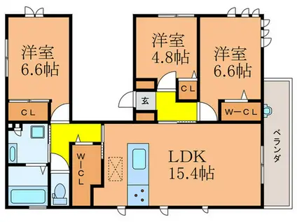 D-ROOM大池通(3LDK/3階)の間取り写真
