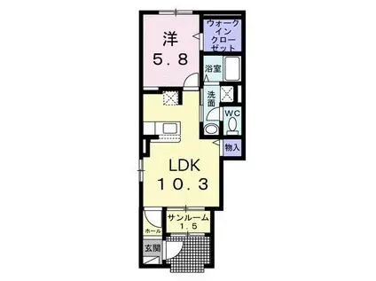 アイ.レジデンスV(1LDK/1階)の間取り写真