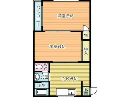 マキシム貴船(2DK/2階)の間取り写真