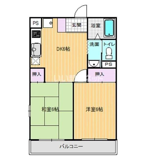 グリーンハイツ(2DK/3階)の間取り写真