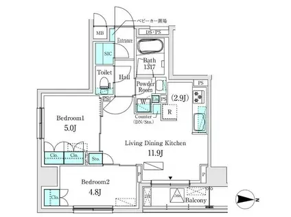 ASMACI MAISON両国I(2LDK/3階)の間取り写真