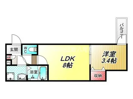 アバンティオ平野市町II(1LDK/2階)の間取り写真