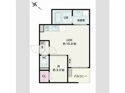 JACK ODAKAVII(1LDK/1階)の間取り写真