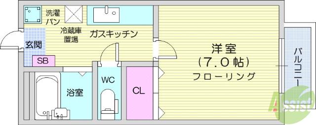 コーポサザンカ(1K/2階)の間取り写真
