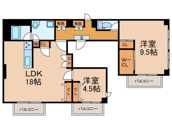プレナード瑞起(2LDK/2階)の間取り写真
