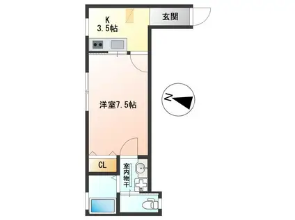 グリーンヒルズ笹口III(1K/2階)の間取り写真