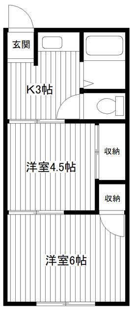 丸喜荘(2K/1階)の間取り写真