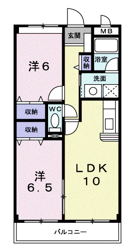 アクロスII(2LDK/1階)の間取り写真