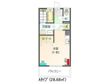 すまいる15番館(ワンルーム/1階)の間取り写真