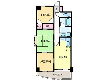 ラポール山東(3DK/4階)の間取り写真