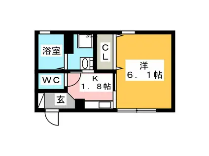 セジュールメイト(1K/2階)の間取り写真