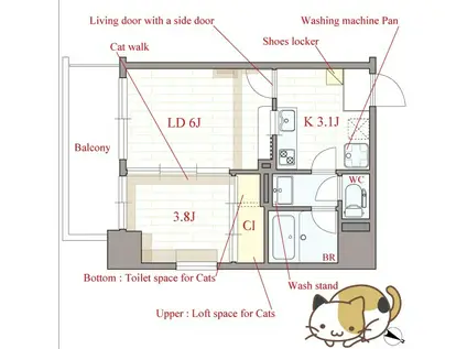FELIS塚本(1LDK/2階)の間取り写真