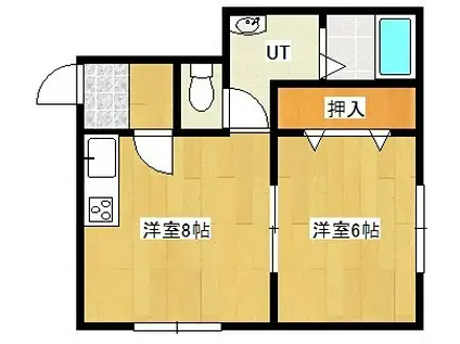 花月コーポII(1DK/1階)の間取り写真