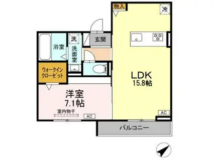 グレイスガーデン赤渋(1LDK/1階)の間取り写真