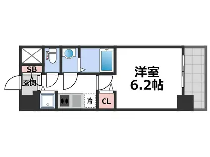 プレサンス玉造駅前ルージュ(1K/2階)の間取り写真