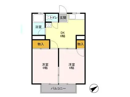 赤津ハイツ(2DK/2階)の間取り写真