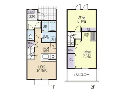 FAMILLE IIIA(2LDK/1階)の間取り写真