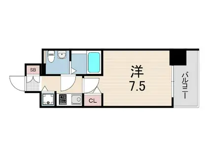 ディナスティ神戸元町通(1K/2階)の間取り写真