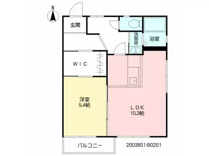 フローラル古城 B棟(1LDK/2階)の間取り写真