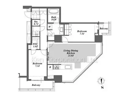 BRILLIA IST TOWER 勝どき(2LDK/29階)の間取り写真