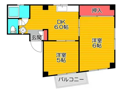メゾンフォレ(2DK/3階)の間取り写真