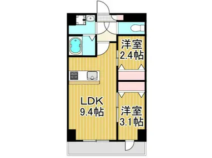 メイクスアート五反野(2LDK/6階)の間取り写真