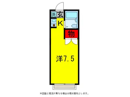 キャンパスほんごう(ワンルーム/2階)の間取り写真