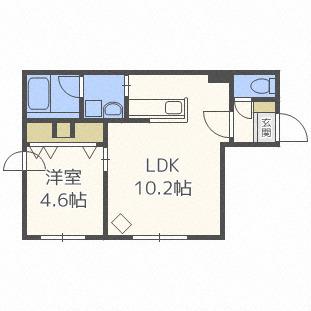 ティファーレ白石(1LDK/4階)の間取り写真