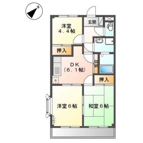 ドルチェ井上(3DK/2階)の間取り写真