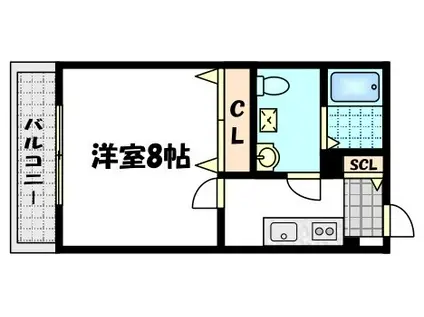 プランドール寺之内(1K/2階)の間取り写真