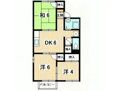 コーポ開華荘(3DK/1階)の間取り写真