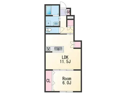 グランニエル(1LDK/1階)の間取り写真