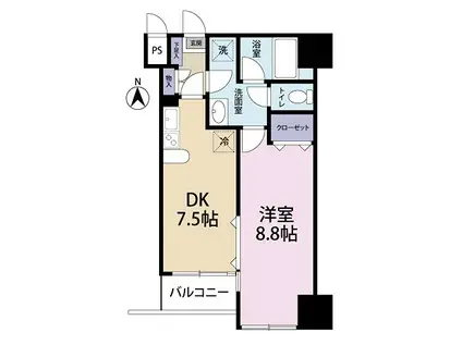 ローレルコート田町(1LDK/11階)の間取り写真