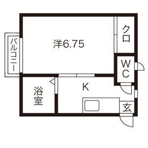 スノーホワイトA(1K/1階)の間取り写真