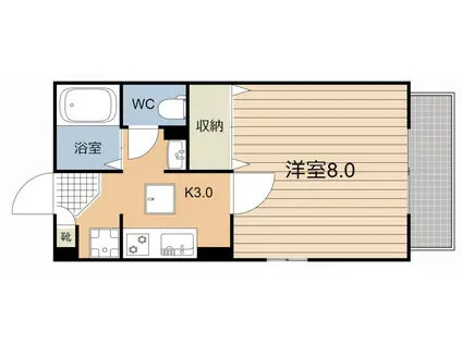 モナリエプライズ B棟(1K/1階)の間取り写真