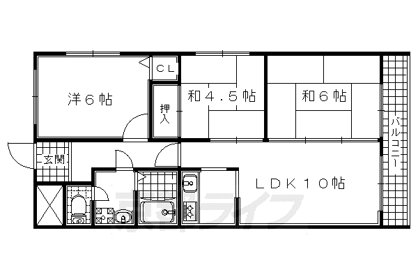 ラポート宇治川(3LDK/2階)の間取り写真