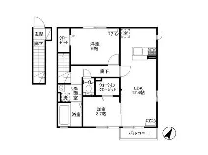 ソレアード(2LDK/2階)の間取り写真