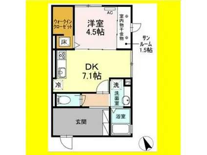 サイクルメゾン大工町(1DK/1階)の間取り写真