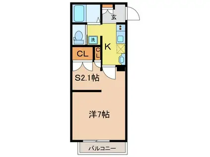 グランコート(1K/1階)の間取り写真