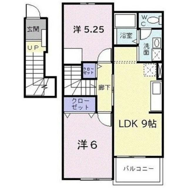 ヴィラ柏木(2LDK/2階)の間取り写真