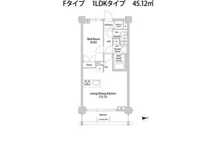 TELLUS八幡山(1LDK/1階)の間取り写真