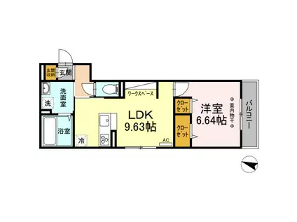 アーバンコートツマダ(1LDK/2階)の間取り写真