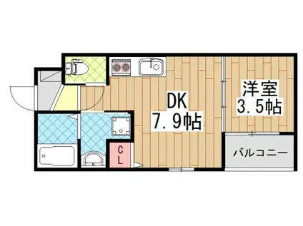 VEIL MAISON近大前(1DK/3階)の間取り写真