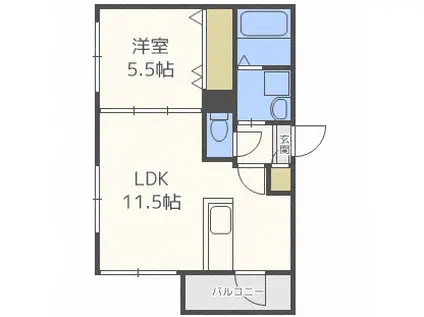 ルヌアージュ新道東(1LDK/5階)の間取り写真
